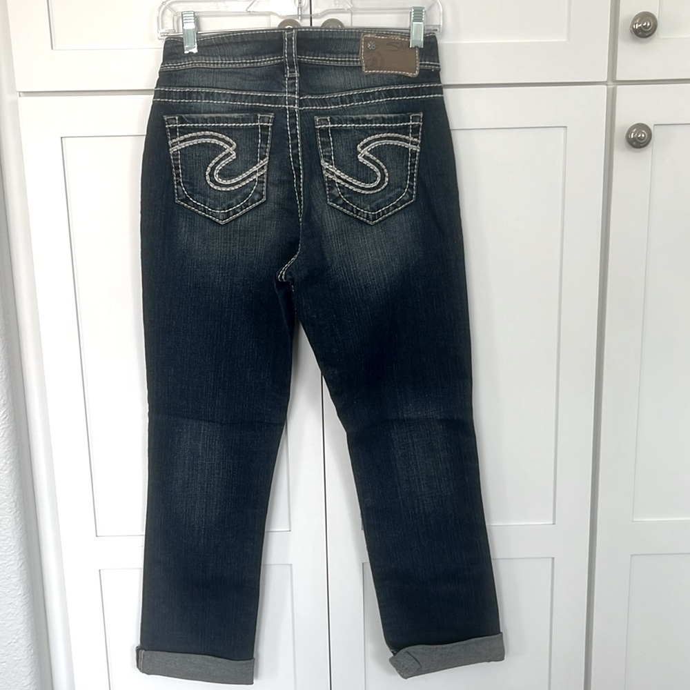 SILVER JEANS Women's Natsuki Capri Cropped Dark Blue Jeans Size 25 x 28 New